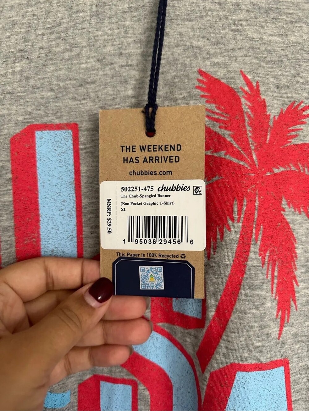 chubbies Grey Short-Sleeve USA Graphic Tee with Red & Light Blue Print - Picture 3 of 4